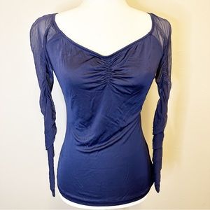 Patrizia Pepe Sheer Top Womens 44 US XL Blue Sheer Delicate Airy Goth Grunge